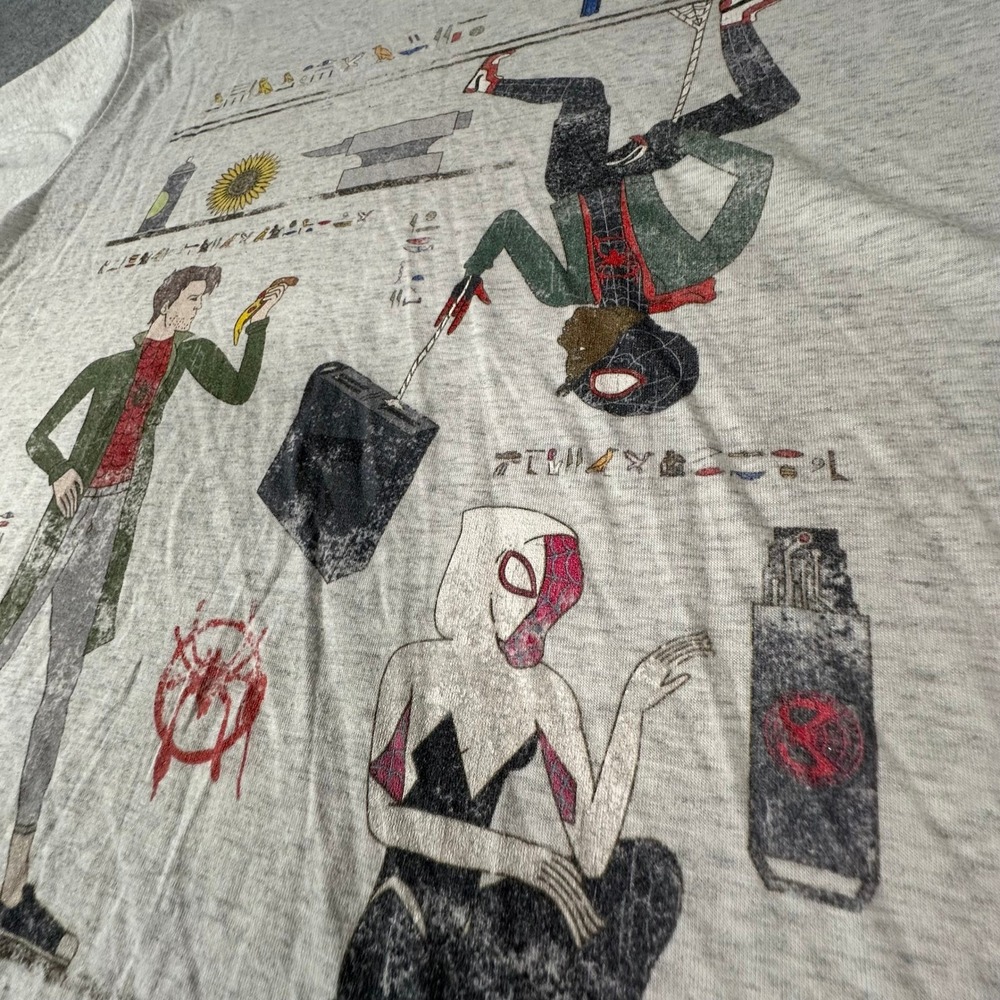 Next Level Spider-Man Into the Spider-Verse Size Medium Gray Mens Graphic Shirt - Picture 8 of 11